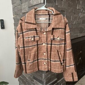 Lush Brown & Tan Plaid Wool Jacket
